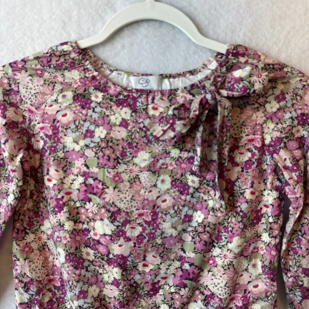 CZ by Carolina Zapf Pink Floral Bow‎ Drop Waist 100% Cotton Dress 6Y Cottagecore